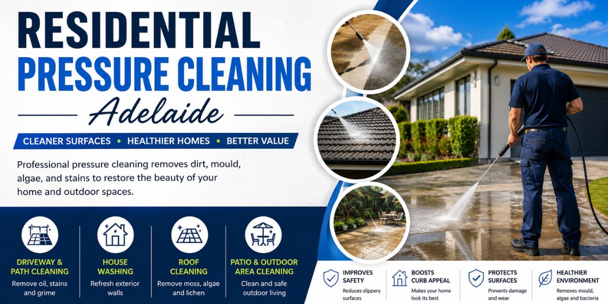 Residential Pressure Cleaning Adelaide driveway and exterior surface cleaning