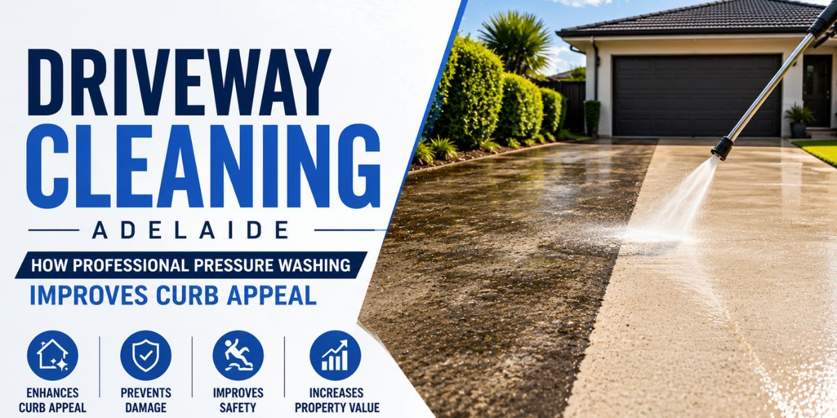 Driveway Cleaning Adelaide service using professional pressure washing to improve curb appeal