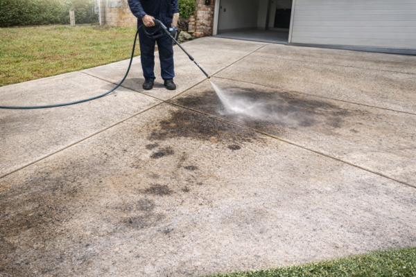 Oil Stain Removal Adelaide – Professional cleaning of oil stains from concrete driveway