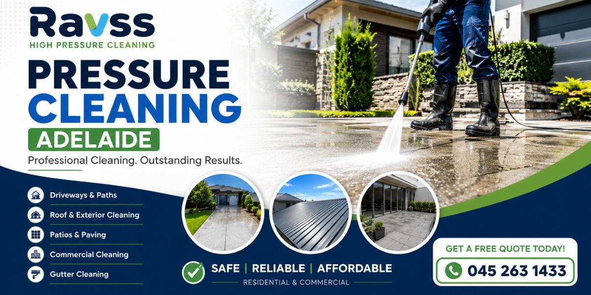 Pressure Cleaning Adelaide driveway cleaned by RAVSS High Pressure Cleaning