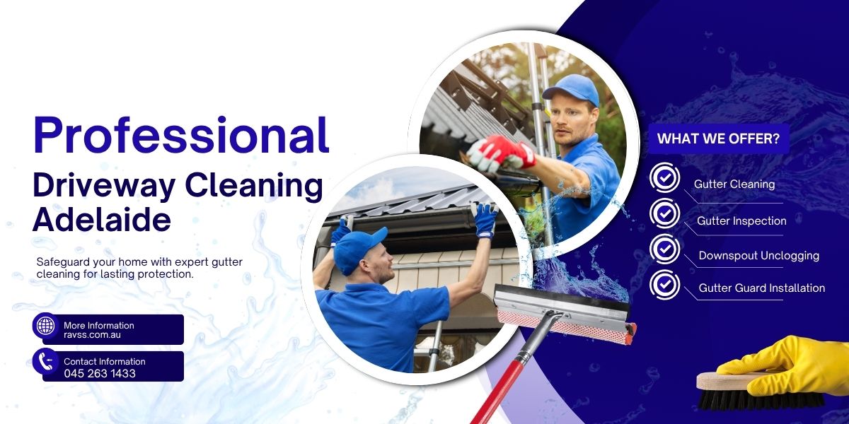 Professional Driveway Cleaning Adelaide removing oil stains, dirt, moss, and algae from a residential concrete driveway.