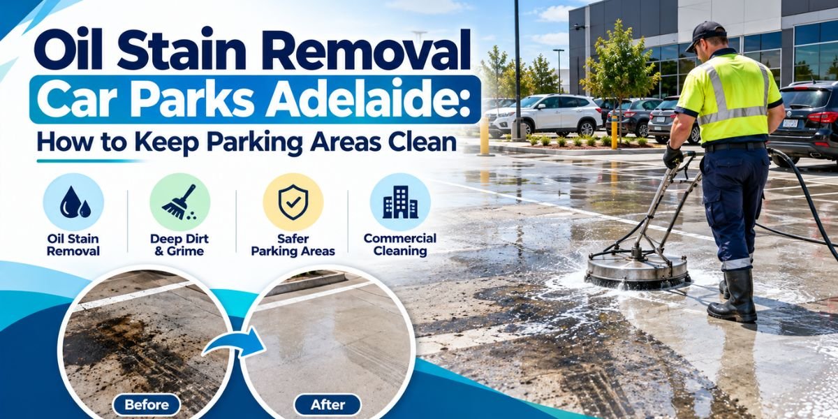 Oil stain removal and pressure cleaning for car parks in Adelaide