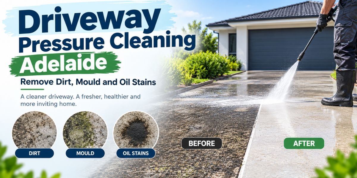 Driveway Pressure Cleaning Adelaide for dirt, mould and oil stain removal
