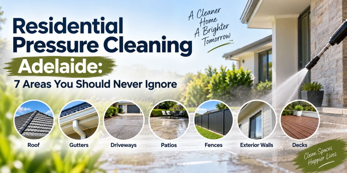 Residential pressure cleaning Adelaide for roofs, gutters, driveways, patios, fences, exterior walls and decks
